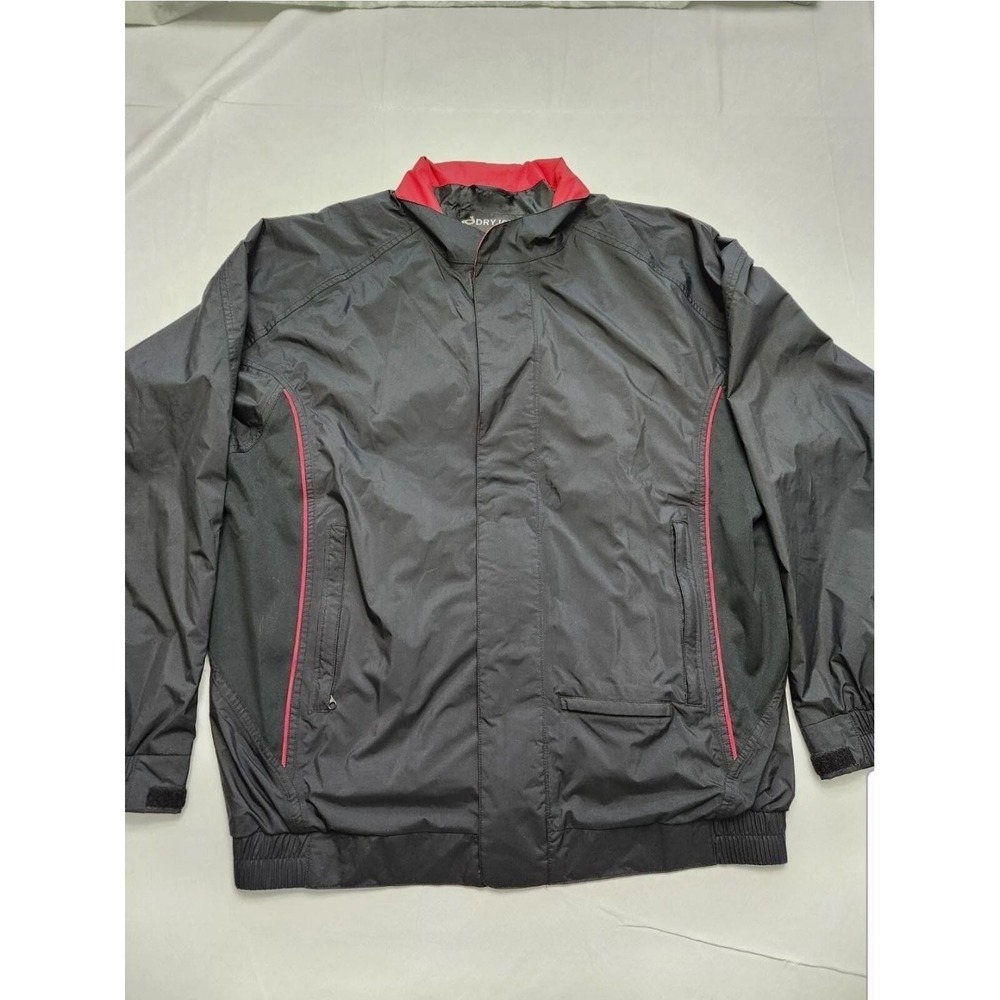 FootJoy DryJoy Jacket Mens Large Black Red Waterproof Golf Rain FJ Windbreaker